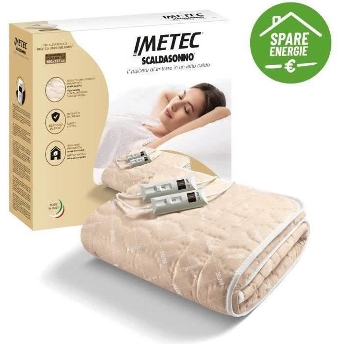 Heated Mattress Topper - Imetec - Bed Warmer for Double Bed 150 x 137 cm - 2 Controls with 2 Temperatures - Washable