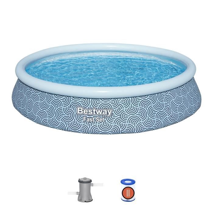 BESTWAY Inflatable Pool Kit - Fast Set - 396 x 84 cm - Round (Cartridge Filter, 1 Cartridge)