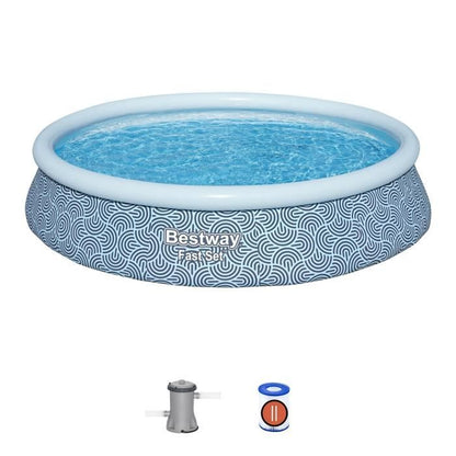 BESTWAY Inflatable Pool Kit - Fast Set - 396 x 84 cm - Round (Cartridge Filter, 1 Cartridge)