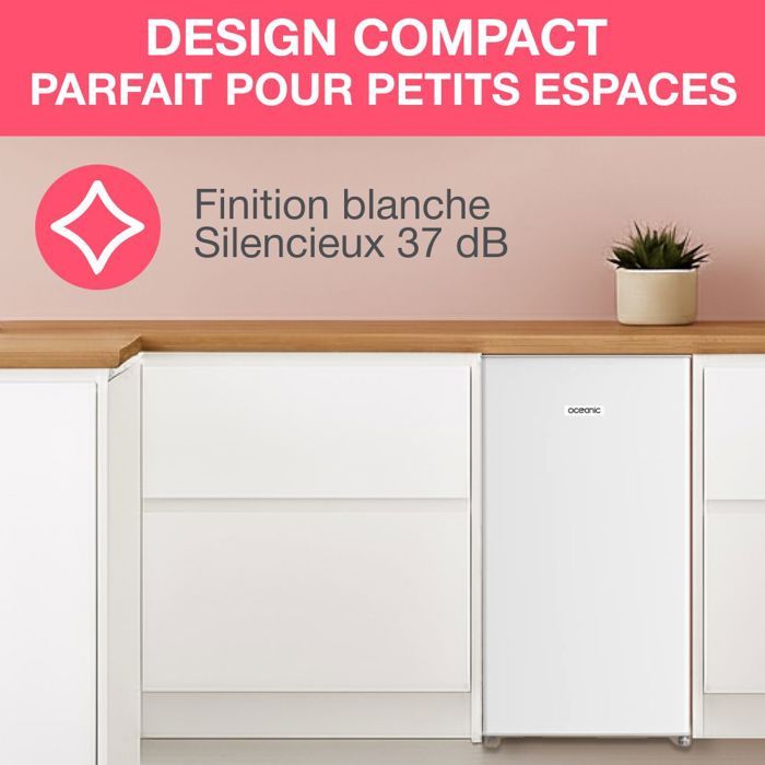 Table top refrigerator - OCEANIC - 90L - 37dB - Class E - L44.5 x D47.5 x H85 cm - White
