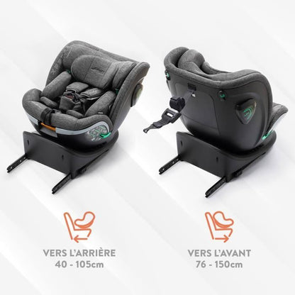 Car seat - BABYAUTO - XPERTA GREY DOBBY - From birth to 12 years - 0-36 kg - I-Size - ISOFIX - 360° swivel - ECE R129