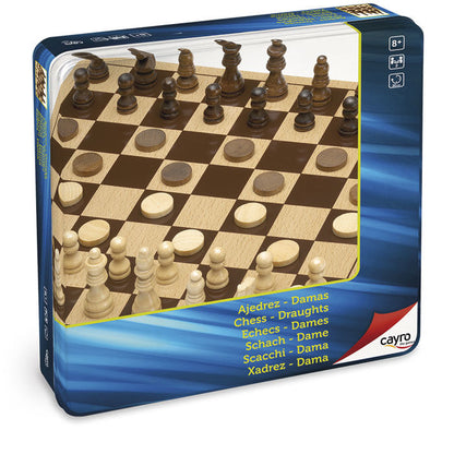 Wood Chess Draughts game