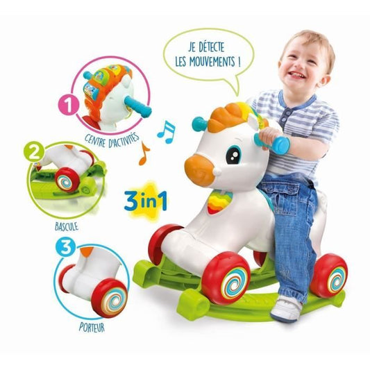 Clementoni - Rocking horse and wheels - Mane with intercation buttons - From 1 year old