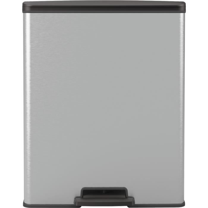 Rectangle Trash Can - DECO BIN - CURVER - 65L - Modern Design - 49 x 29 x 61 cm - Metallic Grey