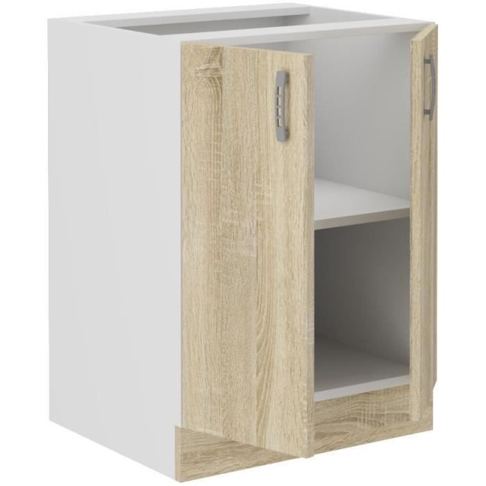 SARA kitchen base unit - 2 doors - Sonoma oak decor - L60 x D48 x H 82 cm