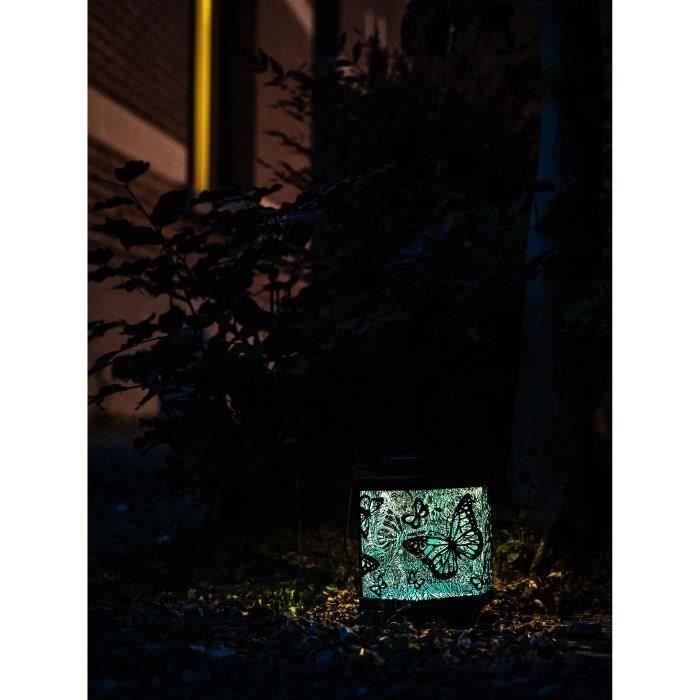 Solar lantern - GARDEN ID Papillon - Ø13 h15 cm - Autonomy 8h - Switch - Rechargeable AAA battery.