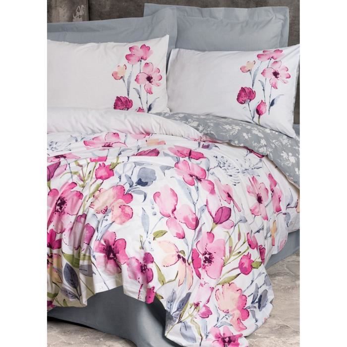 Bedding set - 1 duvet cover 220 x 240 cm + 2 pillowcases 60 x 60 cm - 100% cotton - Grey