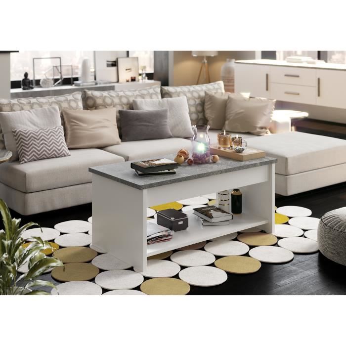 HAPPY Lifting Coffee Table - White and Gray - L 50 cm