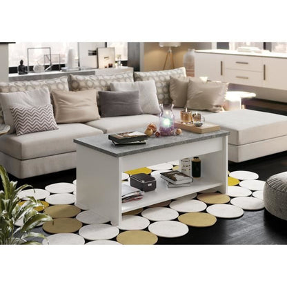 HAPPY Lifting Coffee Table - White and Gray - L 50 cm