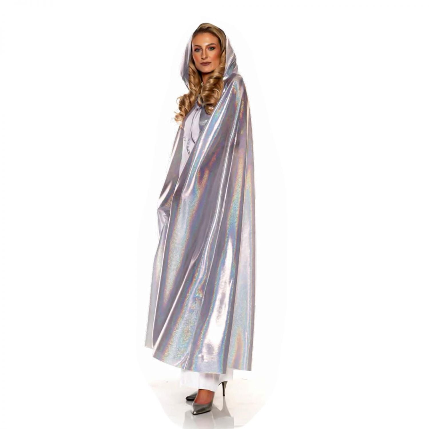 Iridescent Silver Adult Hooded Costume Cape | Standard