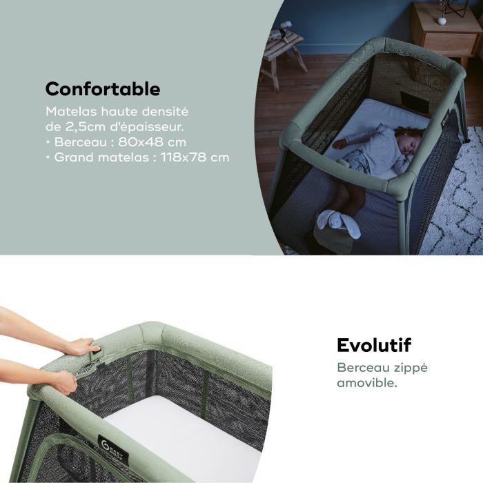 Babymoov Moov and Comfy 3-in-1 travel cot - From birth to 4 years - Large cradle Extra bed & Play area