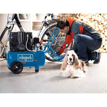 Silent horizontal two-cylinder air compressor Scheppach HC25Si - 24 L - 1100W - 8 bar - 1.5 HP