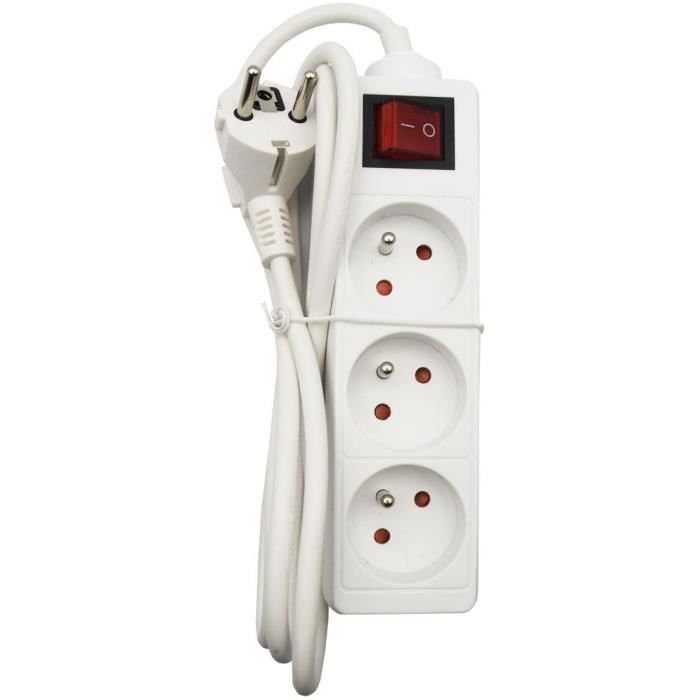 Household unit - GAO - 3 2P+T sockets - With switch, NF compliant