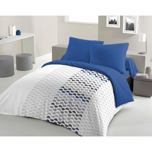 AMBROISIE Microfiber Duvet Cover Set - 1 Duvet Cover 220 x 240 cm + 2 Pillowcases 63 x 63 cm - Blue