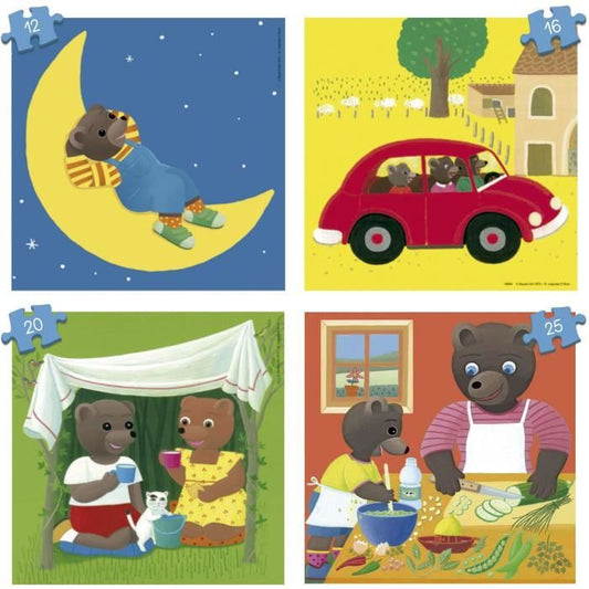 Puzzle - EDUCA - Little Brown Bear: 4 progressive puzzles for children from 12 to 25 pieces from 3 years old