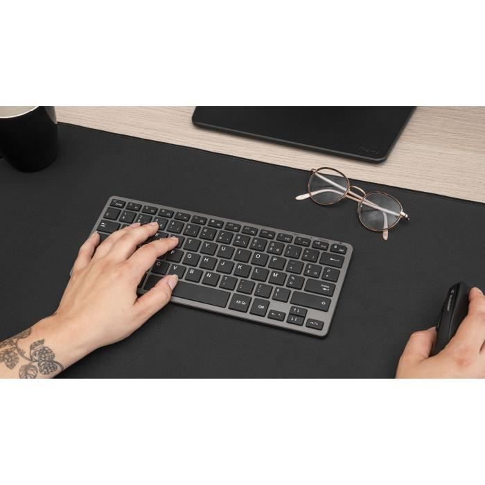 Wireless Keyboard - BLUESTORK - MINI R - Compact - Rechargeable - Grey/Black
