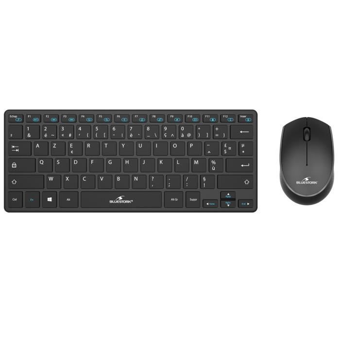 Keyboard and wireless mouse pack - Bluestork - Pack -Mini/FR - Ultra Compact - Black