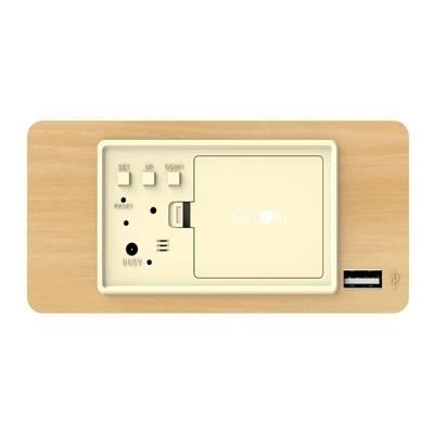 EVOOM WOOD 4 in 1 Alarm Clock - Time, Date, Day and Temperature - Natural Wood Color