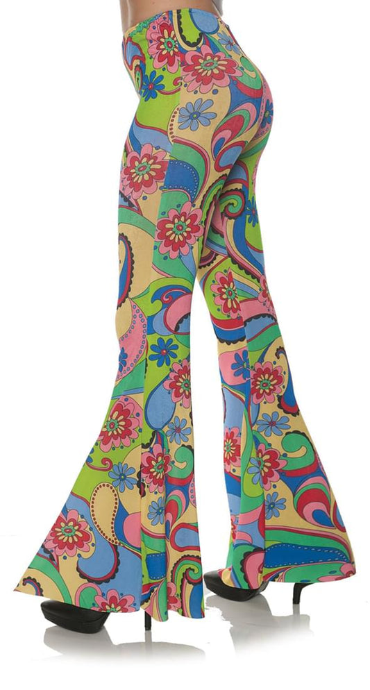 70's Flower Bell Bottoms Women's Costume Pants - Small/ Medium