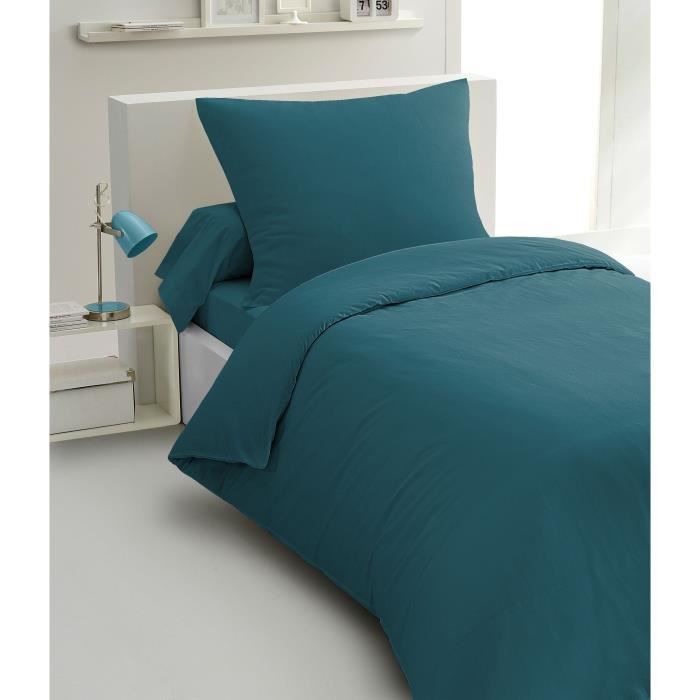 2-piece duvet set - HOME LINGE PASSION - HP72065 - 82 g Microfiber - 140 x 200 cm - Duck blue