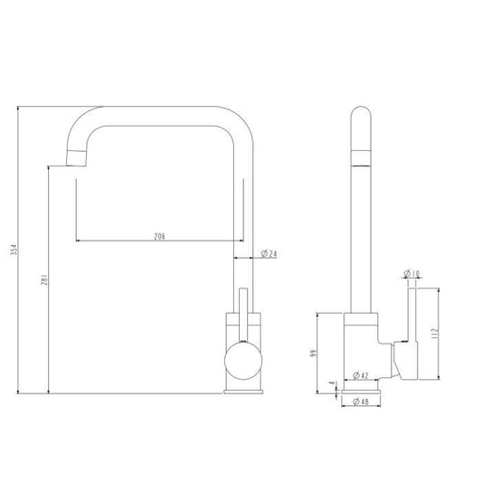 ROUSSEAU Kitchen mixer tap Kiloo - Without hand shower - Chrome gray