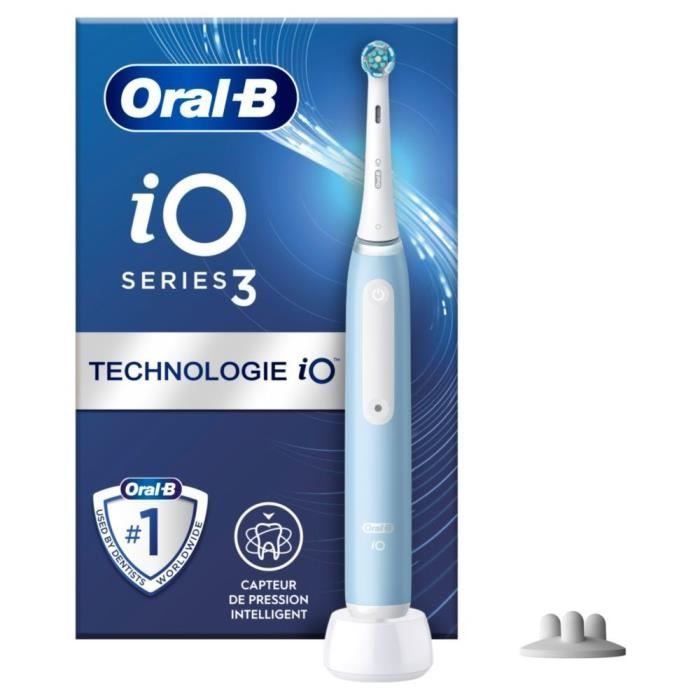 Oral-B iO3s Electric Toothbrush - Blue - Bluetooth Connected, 2 Brush Heads, 1 Travel Case