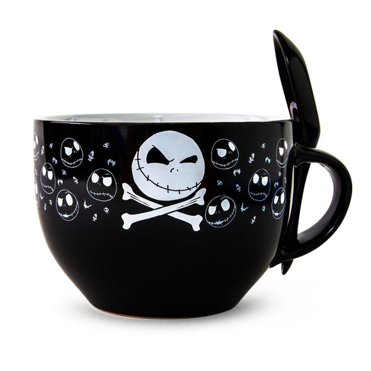 Disney The Nightmare Before Christmas Cross Bones Ceramic Soup Mug With Spoon