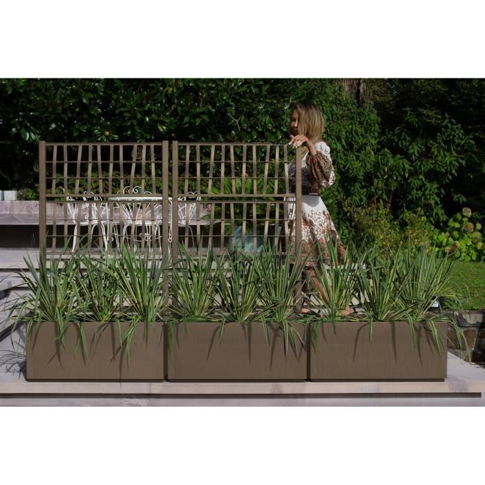 Ethica rectangular flower box 80 cm with taupe trellis
