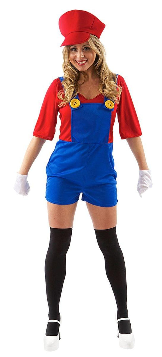 Female Super Plumber/ Mario Adult Costume - Large
