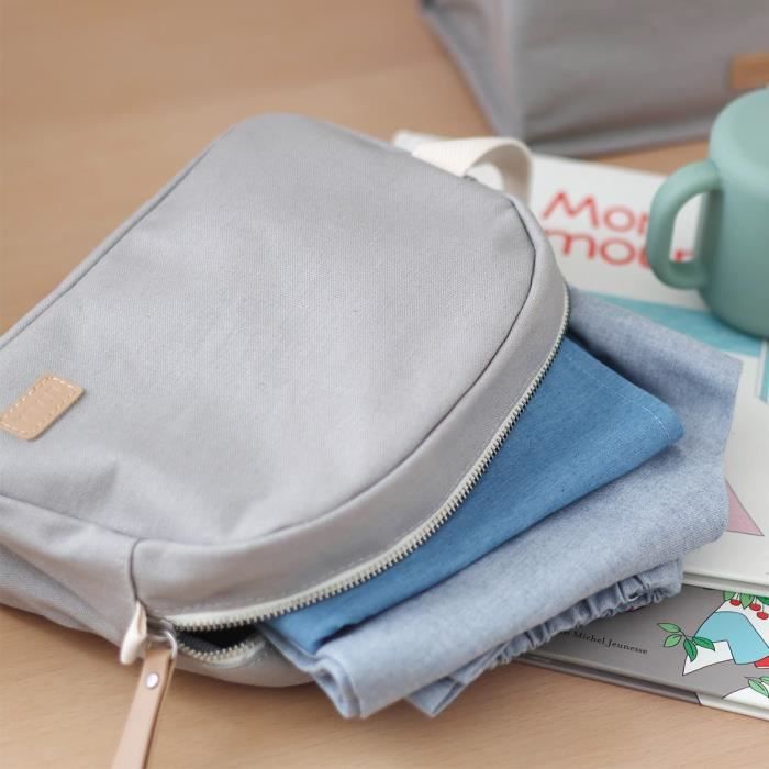 BEABA, pearl gray canvas baby toiletry bag
