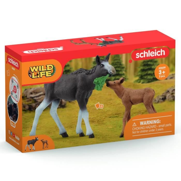 Moose with Calf Figurines, Wild Animals, Schleich 42629 Wild Life, For Children from 3 Years Old