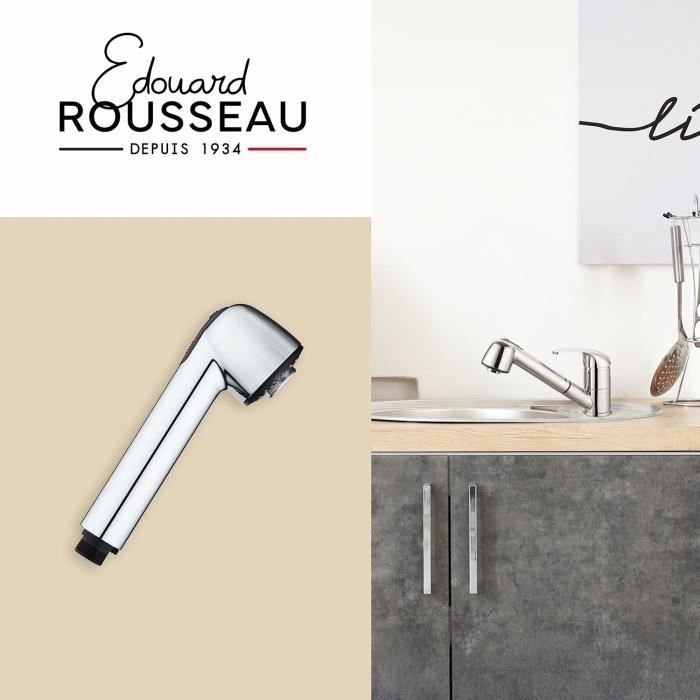 Shower head - ROUSSEAU - Chrome - ABS - 2 jets - Anti-limescale
