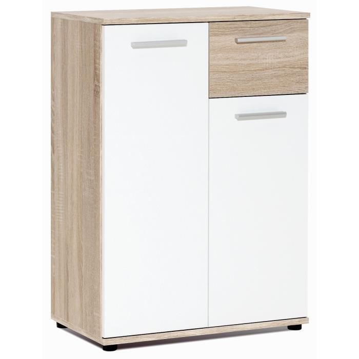 Jacky Small Buffet Storage Cabinet - Matted White and Sonoma Chene - Classic - L 60 cm