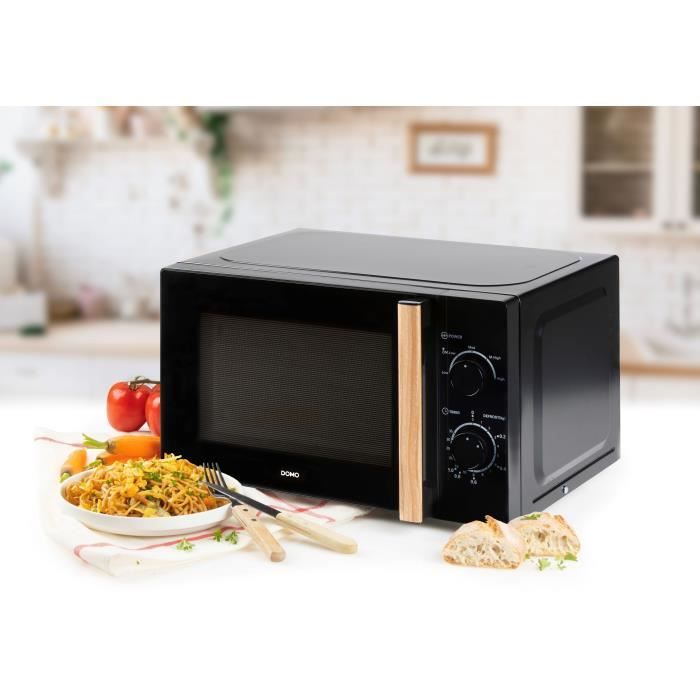 DOMO DO2820 microwave oven - 20L - 700W - 35 min timer - Defrost function - L44 x D35.8 x H 25.8 cm - Black wood finish