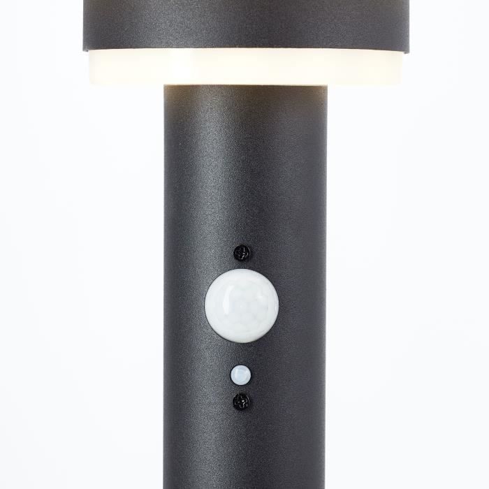 Outdoor bollard - BRILLIANT - GARVINA - LED and solar - Motion detector - Stainless steel and plastic - 4 W - Black