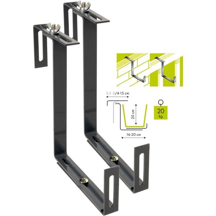 Balcony Hook - GARDEN ID Standard 2x - Double Adjustability - High Load - Simplified Assembly