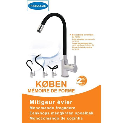 Rousseau Kitchen mixer Køben - Without shower - Shape - Gray and Black