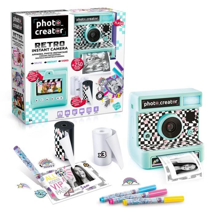 Canal Toys - Instant Print Retro Camera - 4 Rolls of Paper Including 1 Sticker, Markers and Stickers - CLK 019