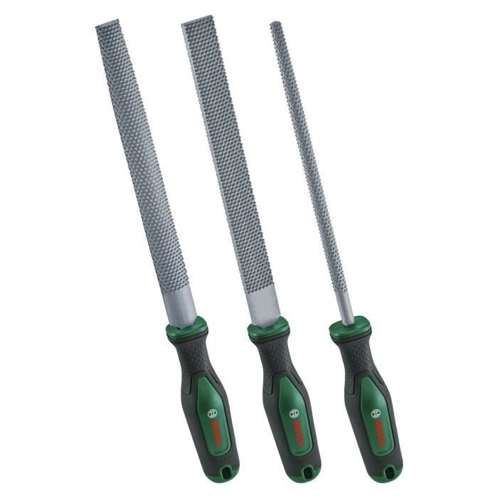 Bosch 3-Piece Rasp Set (Heavy Duty Flat/Round/Half-Round Wood Rasps Hard Carbon Steel)