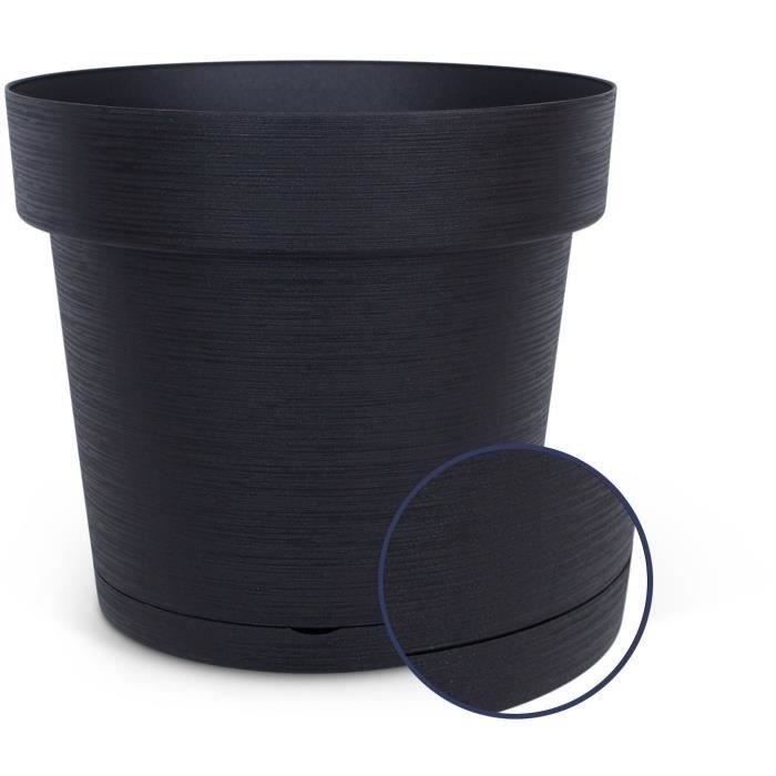Water reserve pot - GARDEN ID Glamour - Anthracite 40 cm - Grainy surface - Indoor/outdoor - Sleek design.