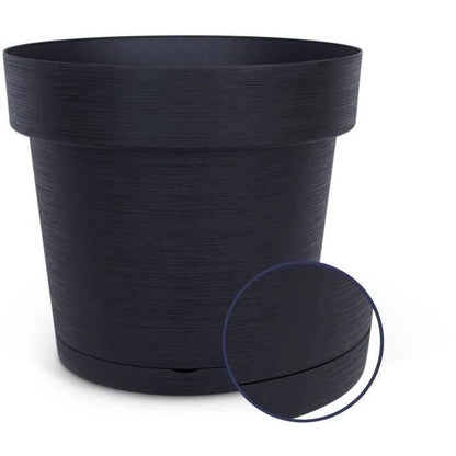 Water reserve pot - GARDEN ID Glamour - Anthracite 40 cm - Grainy surface - Indoor/outdoor - Sleek design.