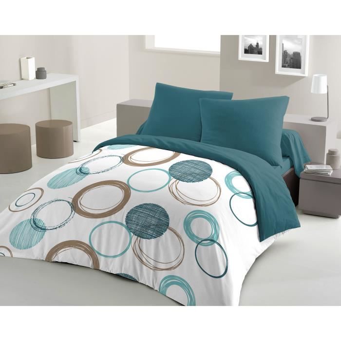 HOME LINGE PASSION Audace duvet set - duvet 240 x 260 cm + 2 pillowcases 63x63 cm - Duck blue