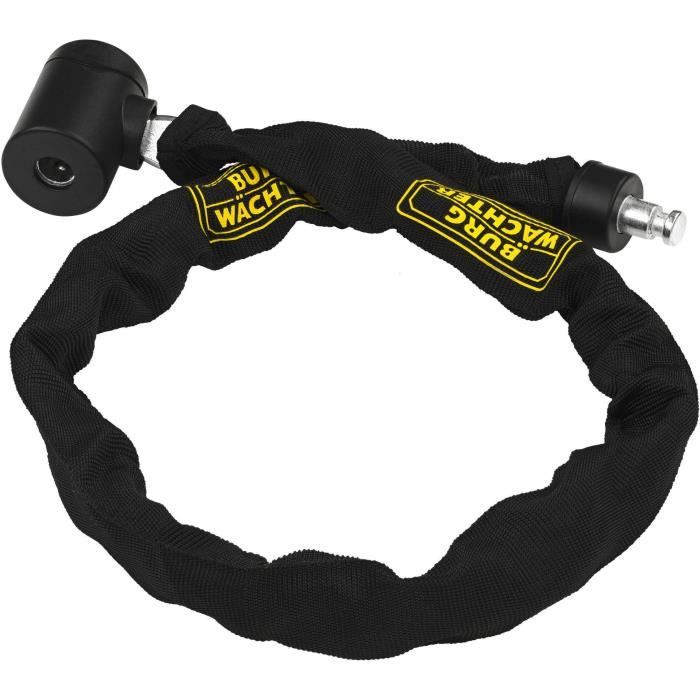 Bike chain lock - BURG WACHTER - 580 90 BLACK - 6 mm steel - High resistance textile - 2 keys