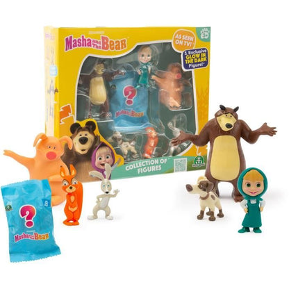 Figurines - MASHA AND THE BEAR - Box of 7 figurines with 1 surprise - Size 5-7 cm - from 3 years old - MHA31
