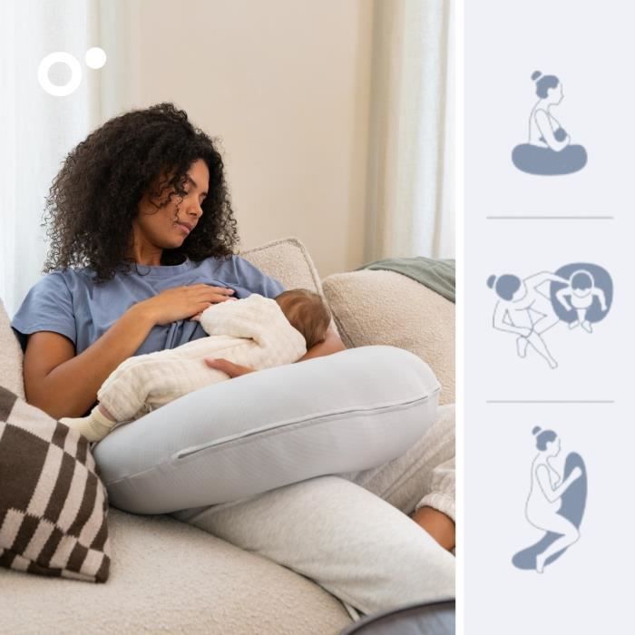 doomoo Twisty 2 in 1 Pregnancy & Nursing Pillow - Ultra Comfort - Ultra-fine Microbead Filling, Grey