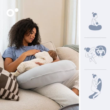 doomoo Twisty 2 in 1 Pregnancy & Nursing Pillow - Ultra Comfort - Ultra-fine Microbead Filling, Grey
