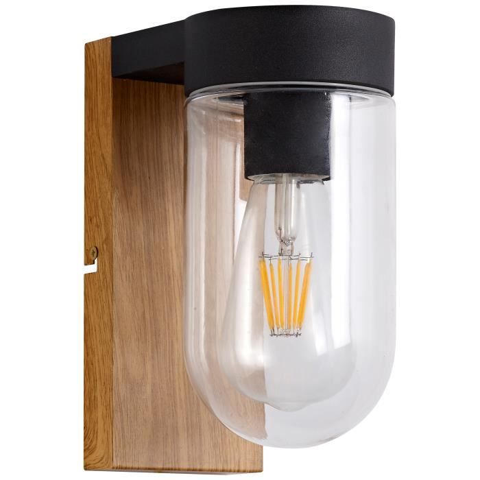 Brilliant - Cabar Outdoor wall light - Dark wood/black color - Metal/Glass E27 1x40w