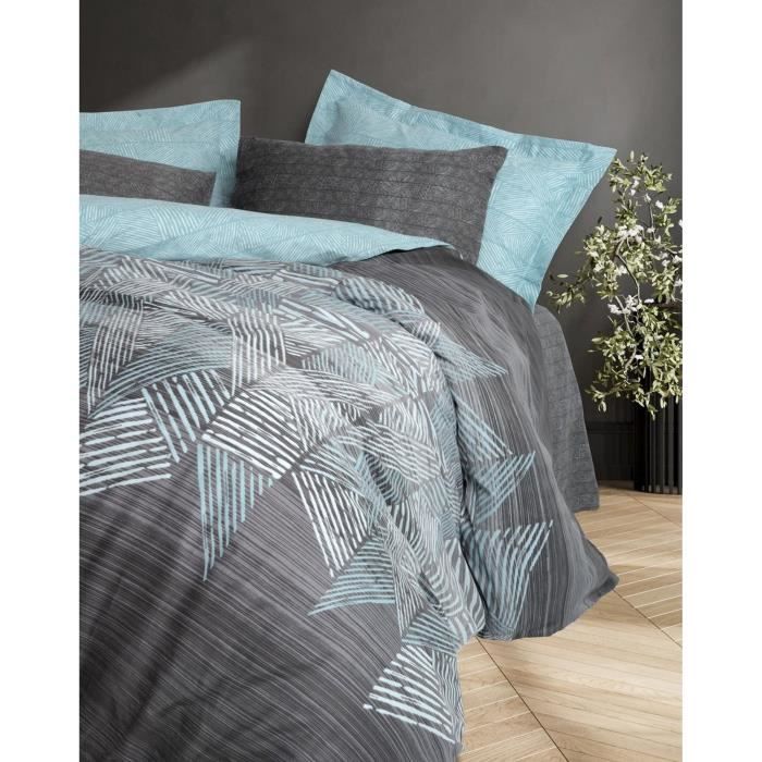 Bedding set - 1 duvet cover 220 x 240 cm + 2 pillowcases 60 x 60 cm - 100% cotton - Anthracite