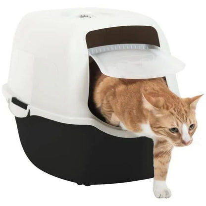 Pet design sacha toilet house - 56 x 40 x 39 cm - black and white - for cats