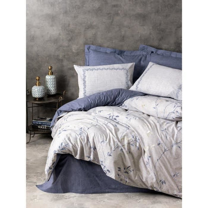 Bedding set - 1 duvet cover 220 x 240 cm + 2 pillowcases 60 x 60 cm - 100% cotton - Blue